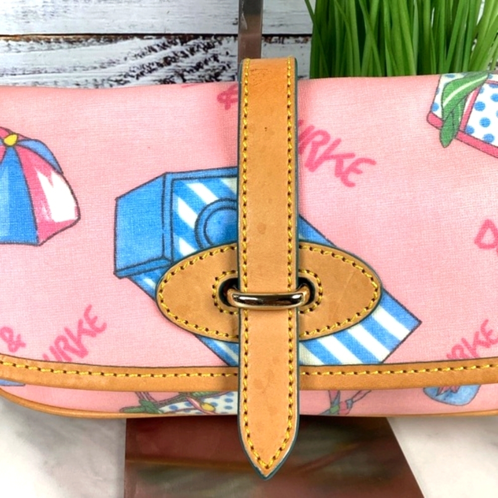 Y2K Dooney & Bourke‎ Vintage Pink Tan Shoulder Bag Miami Beach Vacation HTF - Picture 5 of 17
